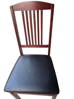 Foldable Wood Dining Chair with Black Faux Leather Seat
