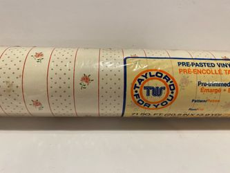 Vintage Taylor’d For You Pre-Pasted Vinyl Coated Wallcovering Wallpaper 750-482 Rose Print 71 Sq. Ft.  Double Roll