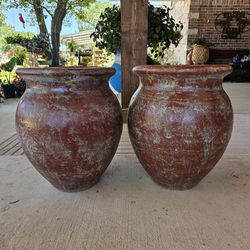 Rustic Cantaro Shape Clay Pots . (Planters) Plants, Pottery, Talavera $65 cada una.