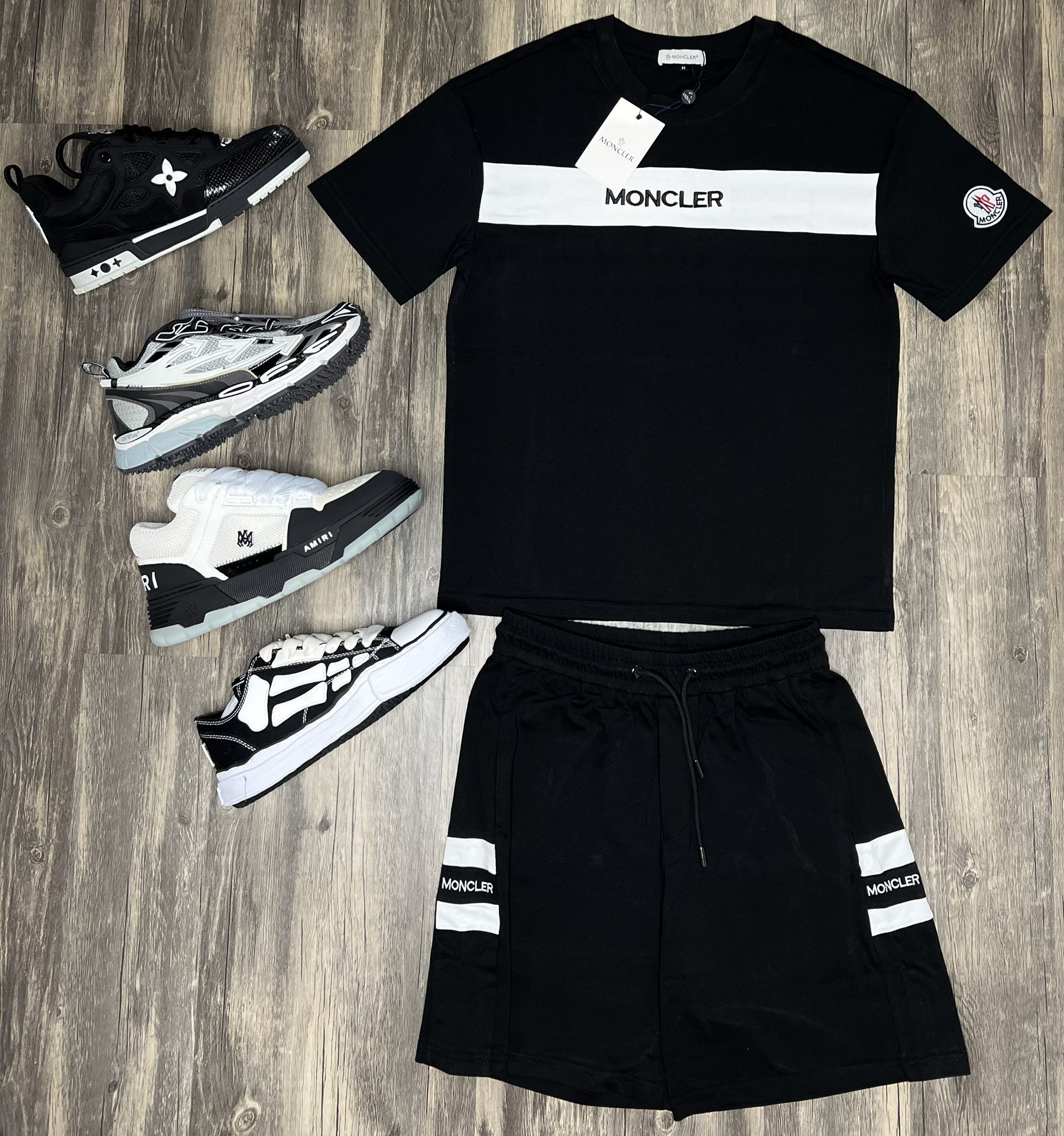 Moncler Set With Louis Vuitton, Amiri, Or Off white Shoe, Brand New With Box And Dust Cover