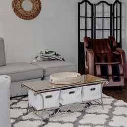 Whicker And Metal Coffee Table 