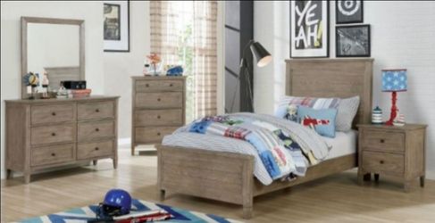 Brand New Brushed Grey 4pc Twin Bedroom Set (Available in Full Size)