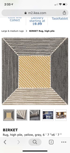 Ikea Rug Birket Rug High Pile Yellow Gray 6 7 X6 7
