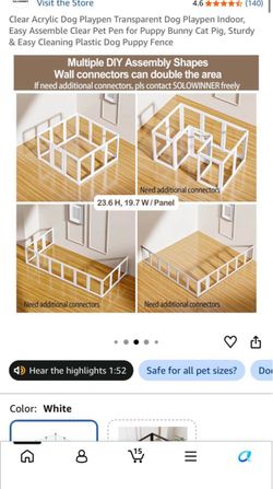 White Pet Playpen 12 Panels 24"H