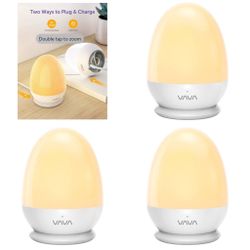 Baby Night Lights for Kids with Stable Charging Pad, ABS+PC Bedside Lamp for Breastfeeding, Touch Control&Timer Setting, White
