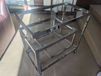 Vintage Milo Baughman Style Chrome & Glass Bar Cart - Made in Canada