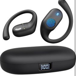 Open Ear Headphones, Bluetooth Headphones 5.3 Sports with Smart Digital Display, 36H Playtime, IP54 Waterproof, Wireless Earbuds Lightweight Design Fi