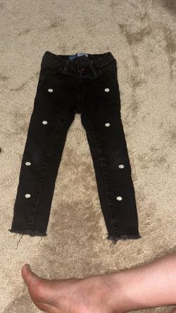 Old Navy Girls Black Skinny Jeans with Daisy Embroidery