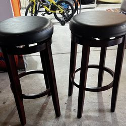 Swivel Upholstered Stools with Wood Frame