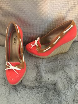 Coral & Twill Wedges