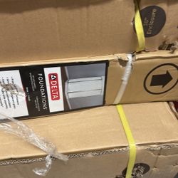 Delta Foundations 38 in. W x 74 in. H Neo-Angle Pivot Framed Corner Shower Enclosure in Chrome