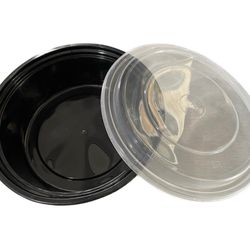 Microwaveable 32oz (29G) Black Round PP food container 150 set/box