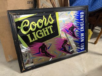 Vintage Coors Light Ski New England Mirror Sign