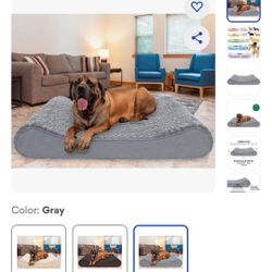 FurHaven Ultra Plush Luxe Lounger Cooling Gel Dog Bed with Removable Cover, Gray, Jumbo Plus