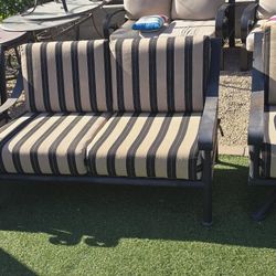 $1400 BEAUTIFUL BIG ARIZONA IRON SET BIG LOVE SEAT AND 2 BIG SWIVEL CHAIRS AND TABLES