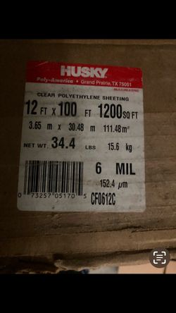 Husky Clear Polyethylene Sheeting 12x100 ft 6 Mil