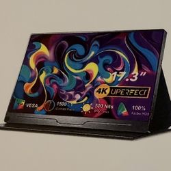 UPerfect 4k 17.3” Portable Computer Monitor UHD FreeSync 500 Nits HDR IPS Case