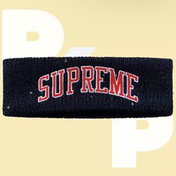 Supreme New Era Sequin Arc Logo Headband (Navy)