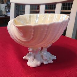Vintage Ireland Belleek Cardium Shell on Sea of Coral Candy Dish Has the 6th Mark on Bottom