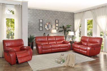 3pcs dual reclining leather match sofa set
