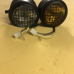 Motorcycle H4 Twin Dominator Dual Headlight Lamp Street Fighter Naked (Clear + Yellow Lens/Black)