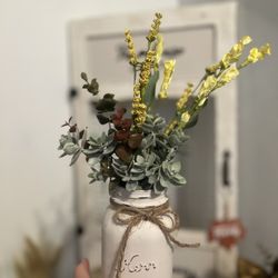 Decorative Arrangements Mason Jar Handmade Painted 