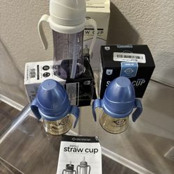 GROSMIMI Spill Proof no Spill Magic Sippy Cup with Straw with Handle for Baby and Toddlers, Customizable, PPSU, BPA