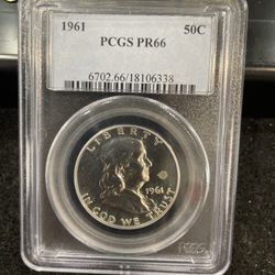 1961 Gem Proof Franklin Half Dollar Graded At PR66 2-14