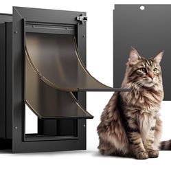 SALE!!!Cat Door for Wall, All Aluminum Doggy Doggie Pet Door Small Dog Door, With Closing Panel, 2 Magnetic Flaps Energy Efficient