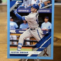 #97 Justin Smoak 2019 Donruss - Father's Day Ribbon #/49