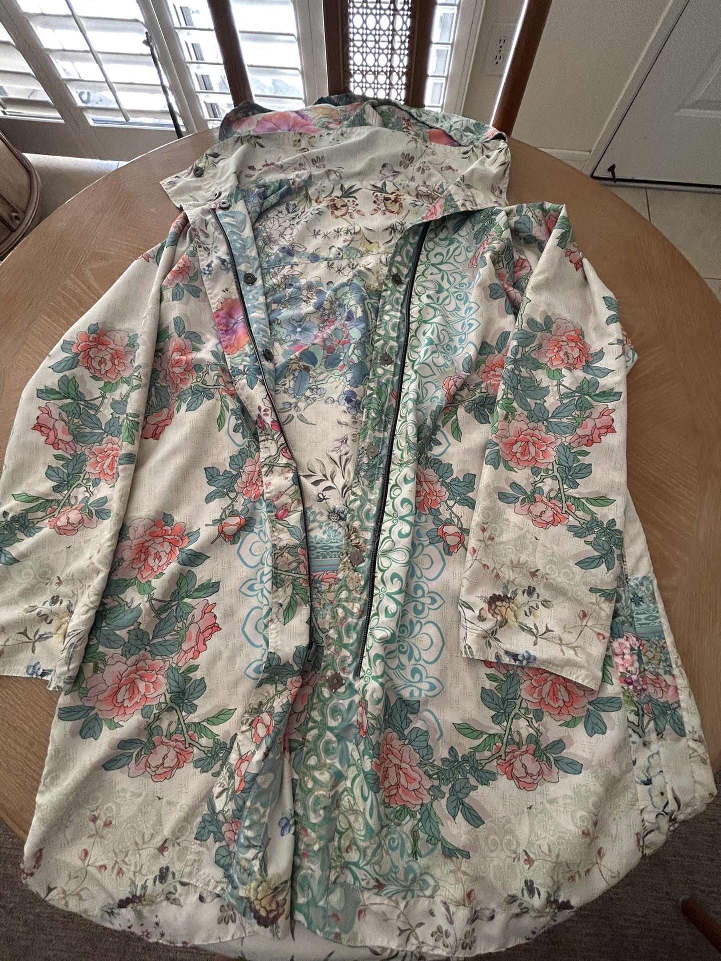 Johnny Was NW/OT Fully Reversible Zipper/Snaps Hoodie Coat Dress/Long Jacket