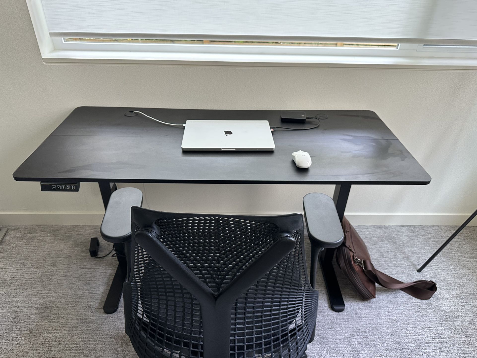 Adjustable Motorized Standing Desk + Chair