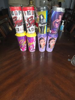 Lot of 6 New SELENA QUINTANILLA 25 Years Plastic Travel Stripes Brand Cups
New