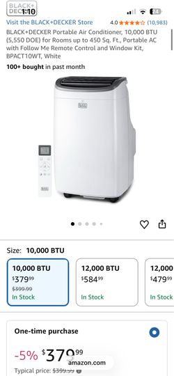 BLACK+DECKER Portable Air Conditioner, 10,000 BTU