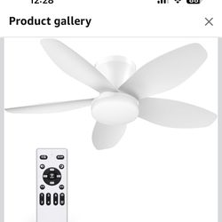 Orabriz 35 Inch Ceiling Fan with Lights and Remote Control, Quiet Modern Low Profile Fan Light with 6 Speeds, Dimmable LED, Reversible Blades for Bedr