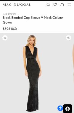 Mac Duggal Black Beaded Column Gown