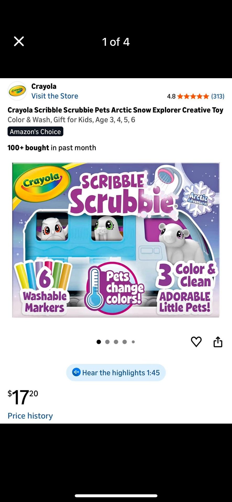 Crayola Scribble Scrubbie Pets Arctic Snow Explorer, Color & Wash Creative Toy, Gift for Kids, Age 3