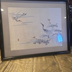 Collector's silk embroidery framed