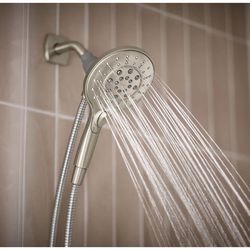 Moen Engage Spot Resist Brushed Nickel Magnetix Six-Function 5.5-Inch Handheld Showerhead with Magnetic Docking System, Detachable Shower Head