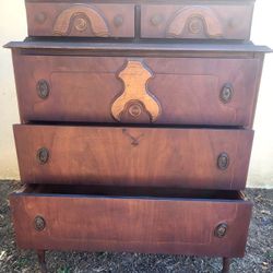 Antique c.1920 Ornate High Boy Dresser