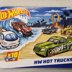 EXCLUSIVE HOT WHEELS.  HOT TRUCKS. 10 CAR BOX SET. 