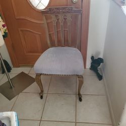 Vintage Chair With 2 Caster Wheels
