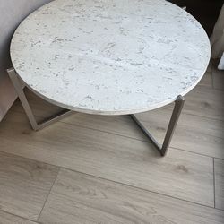Stone Top Metal Leg Coffee Table