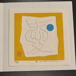 c1970 Modernist Japanese Woodblock Print "Love" by Haku Maki 220/250