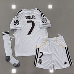 Vini jr youth soccer jersey real madrid home 2025/26