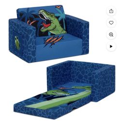 Delta Children Dinosaur Cozee Flip-Out Chair - 2-in-1 Convertible Chair to Lounger for Toddlers & Kids