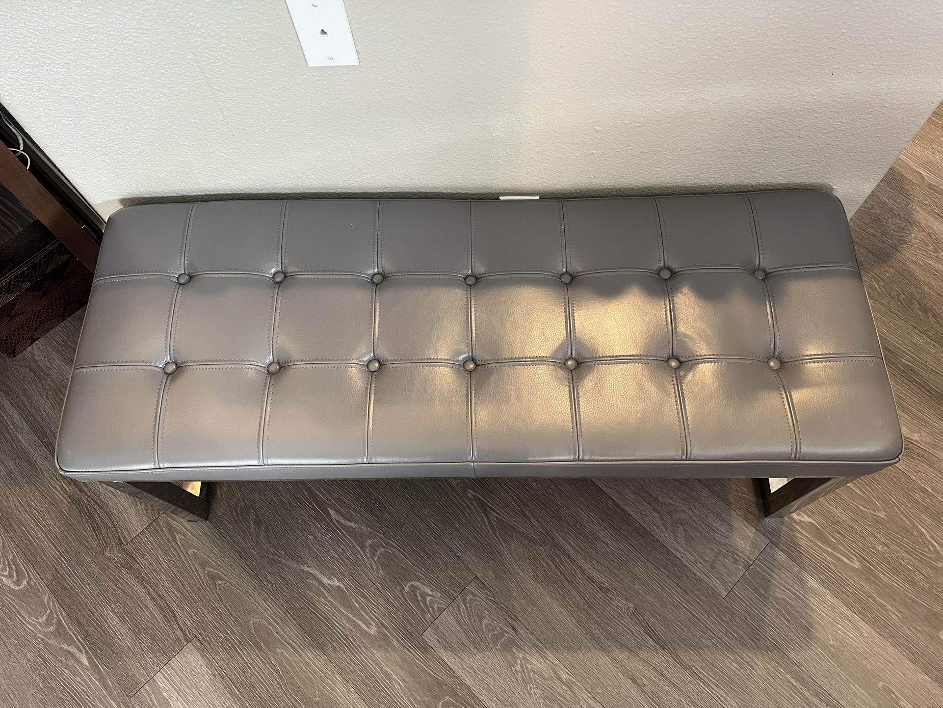 Grey Leather Bench