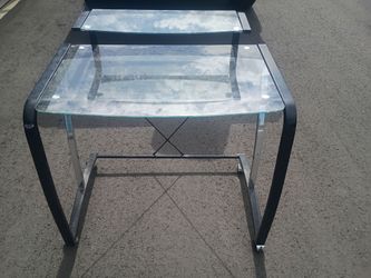 Glass and Chrome Computer Desk with Raised Shelf