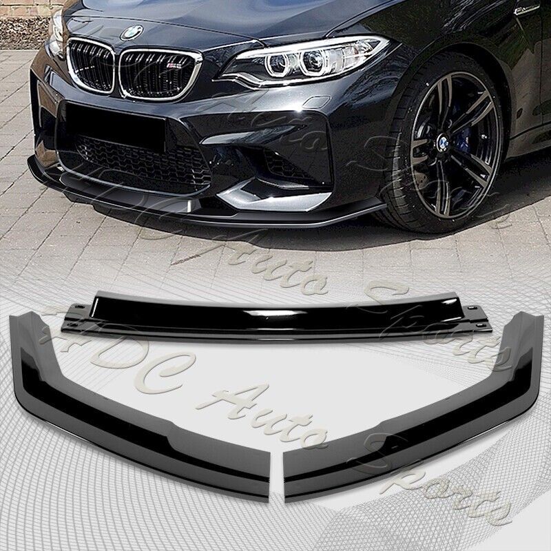 For 2016-2020 BMW M2 F87 RA-Style Painted BLK Front Bumper Spoiler Splitter Lip -(2-PU-302-PBK