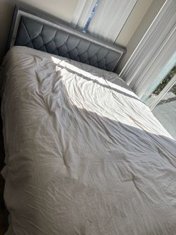 Gray Tufted Upholstered Bed Frame